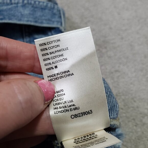 WE THE FREE East Of Eden Denim Mini Skirt Free People Retro Raw Hem Women's 25 - Picture 11 of 14